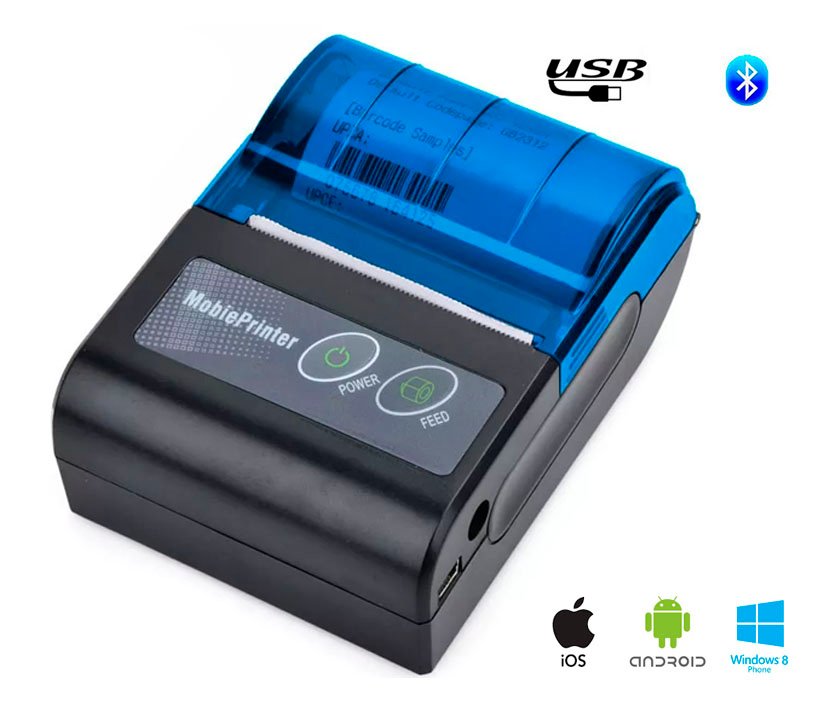 Mini Impresora Térmica Portátil Recargable Bluetooth + rollo Azul